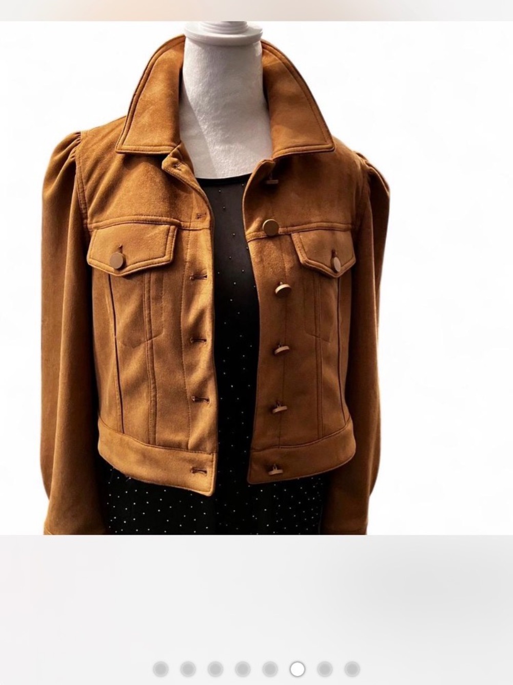 Cropped Suede-Style Jean Jacket in Camel